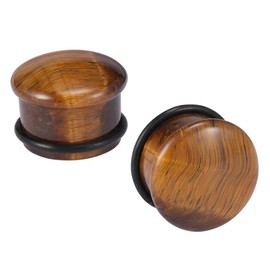 ZeSen Jewelry Natural Stone Ear Plug with O-Ring Brown, Stone
