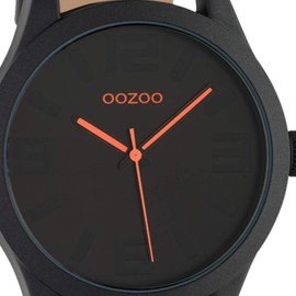 Oozoo Basic Line Watch with Leather Strap Diameter 47 mm Colours, C1069-Black/Black, Classic