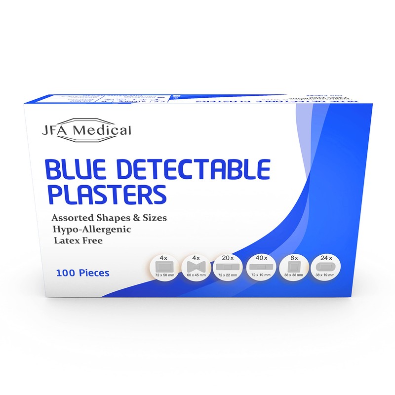 JFA Medical Blue Assorted Plasters (6 sizes) 100 Plasters per
