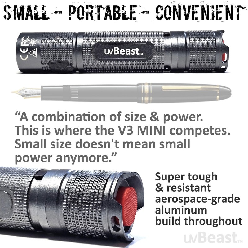 uvBeast New V3 MINI 385-395nm - Black Light UV Flashlight