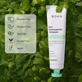 Boka Fluoride Free Toothpaste, Nano Hydroxyapatite Toothpaste, Appropriate for Sensitive Teeth - for Adult, Kids Oral Care - Ela Mint Flavor, 1.3 Fl Oz 2Pk US Manufactured