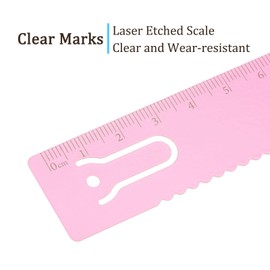 Kozelo Straight Ruler - [ 18cm ] Wave Edge Hollow Design Metric Measuring Tool for Home Classroom Office Use | Aluminum Alloy, Pink