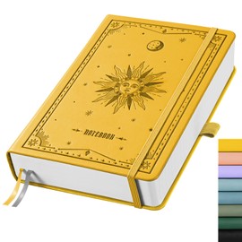 EMSHOI A5 Notebook Journal - 320 Pages, 100gsm Thick Notepad, Hardcover Leather College Ruled Note Book for Women Men School Work Writing Note Taking (Blank, Yellow)