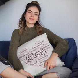 glitzertassen.de® | Features of a Mum | Cushion with Saying | Gift | Mother's Day | Cushion with Print | Love | Decorative Cushion | Photo Cushion | Cuddly Cushion | White/Green