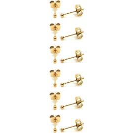 14K Gold Plating Tiny 2MM Dot Stud Earrings Mini 20G Cartilage Piercing Ear Studs Micro Ball Post Earrings for Women&Men