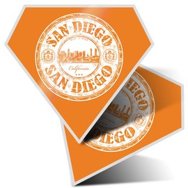 2 x Diamond Stickers 7.5 cm - San Diego USA California Fun Decals for Laptops,Tablets,Luggage,Scrap Booking,Fridges, #5965