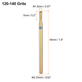 HARFINGTON 8pcs 120-140 Grits Diamond Grinding Bit 1.8mm Cylindrical Ball Head 2.35mm Shank 5mm Length Titanium Plated Stone Sanding Drill Bits Rotary Tool for Nails Grinding Polishing