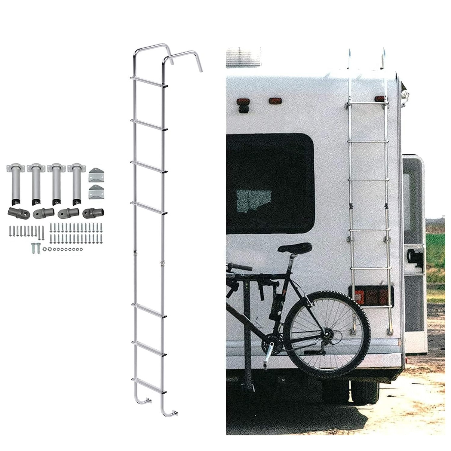 ECOTRIC RV Exterior Ladder for Travel Trailers Universal RV Motorhome ...