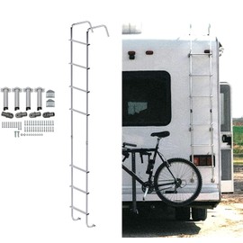 ECOTRIC RV Exterior Ladder for Travel Trailers Universal RV Motorhome Straight Ladder Aluminium Silver (7 Step Ladder) 8.4FT