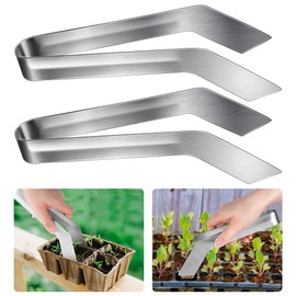2 Pcs Seedling Transplant Tongs- 8.7 Inch Stainless Steel Gardening Plants Transplant Tongs- Seedling Remove Transplant Pliers for Reducing Root Damage