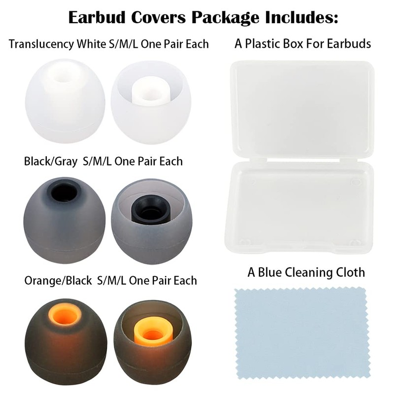 Silicone Earbud Tips - Replacement Set for In-Ear Headphones (3.8mm-5.1mm)