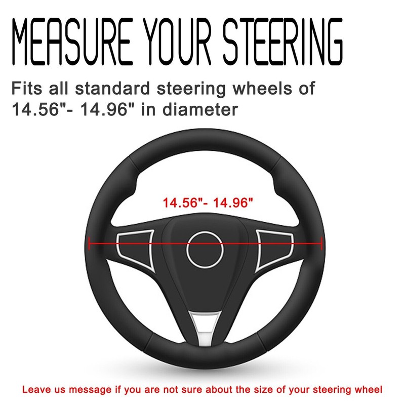 Tsuinz For Honda Car 15'' Black Leather Car Steering Wheel