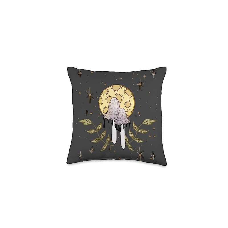 Inky Cap Ink Cap Moon Foraging Mushrooms Throw Pillow