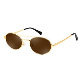 FEISEDY Retro Oval 90s Metal Sunglasses for Women, Trendy Narrow Sun Glasses Fashion Shades B4183