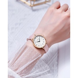 CIVO Ladies Watch Analog Quartz Fashion Watch for Women Simple Designed Watch Women Set Leather Strap Elegant Casual Slim Wrist Watch Pink