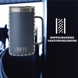 YETI Rambler Jug, Stainless Steel, Navy, 24 oz (710 ml)