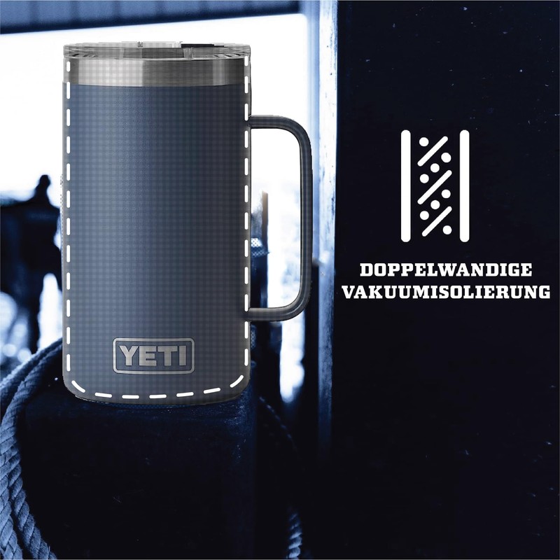 YETI Rambler Jug, Stainless Steel, Navy, 24 oz (710 ml)