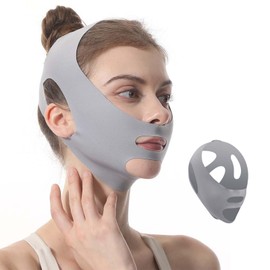 SensaBliss Small Face Belt, Small Face Mask, Face Band, Chase Line Belt, Face Belt, Face Line, Tightening, Lift Up Mask, High Elastic, Breathable, Adjustable, Unisex, Gray
