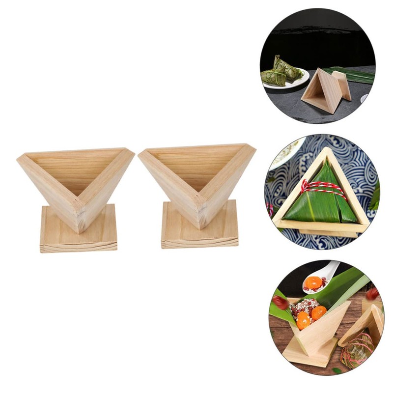 LABRIMP 2Pcs Wooden Rice Ball Molds Triangle Moulds for Rice