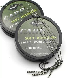 20m Spool Soft Hooklink Carp Fishing 8 Braid Line Camo Green Braided Fishing Camouflage Line for Hair Rigs (35lb/15.9kg)