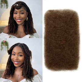 Afro Kinkys Bulk Human Hair,16 Inch 50g/Pack Afro Kinky-Curly Human Hair Bulk for Mini Twist,4C Chocolate Brown Bulk Human Braiding Hair For Micro,Crochet,Repair, Dreadlocks,Locs Extensions #4