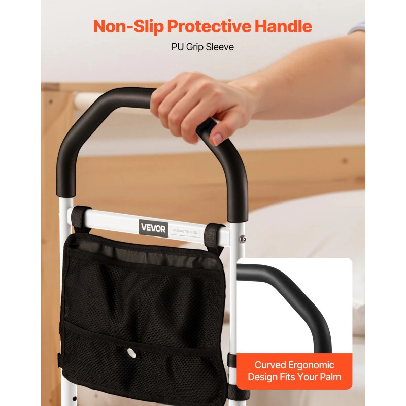 VEVOR Bed Rail for Elderly w/ Supporting Leg, Adjustable Assist