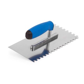 Mivos Toothed Smoothing Trowel 8 x 8 mm - Stainless Steel Serrated Smoothing Trowel 270 x 130 mm - Toothed Trowel with Soft Grip - Rustproof Smoothing Trowel with Teeth 8 mm - Made in EU