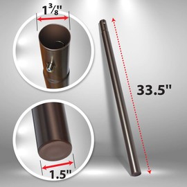 BenefitUSA 33.5''Length， Diameter:1.5” Patio Umbrella Replacement Lower Pole with Bullet Buckle/button