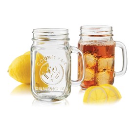 Mason Jar Drinking Jars 480 ml, Jar Preserving Jars, Lid with Rubber Ring, Preserving Jar, Air- and Waterproof, Pack of 2