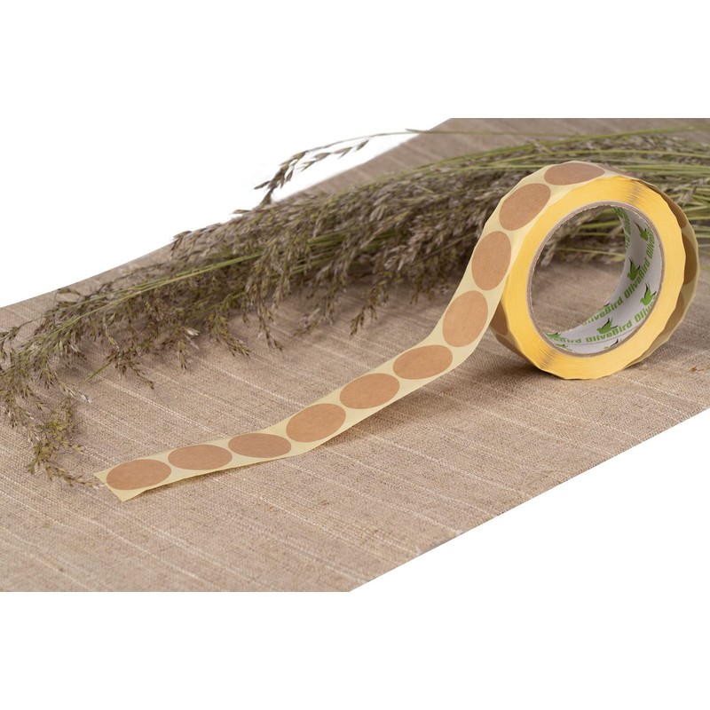 OliveBird 500 Kraft Stickers Round Labels 40 mm / 4