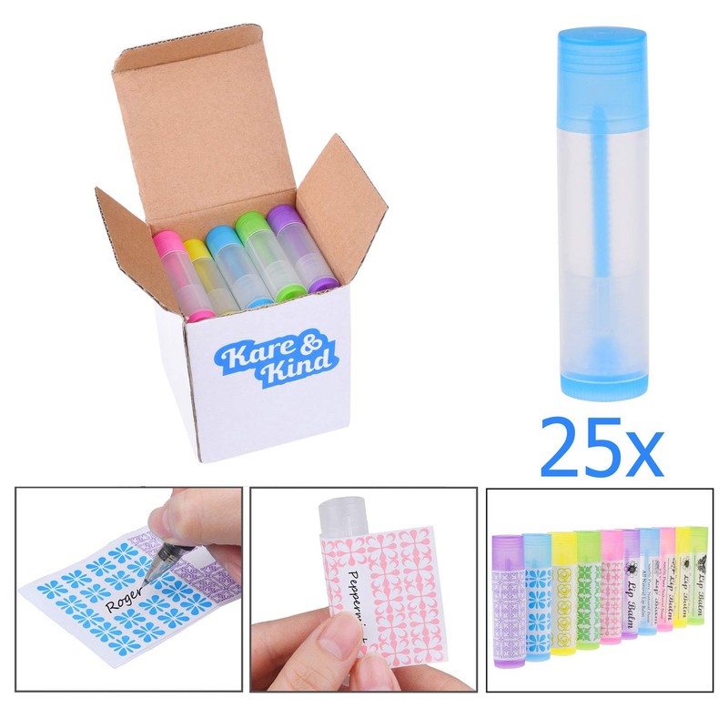 Lip Balm Container Tubes - 25 Pack (5 x 5