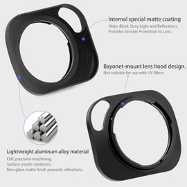 Haoge LH-ZV02P Bayonet Metal Lens Hood for Carl Zeiss Biogon T 35mm f2 ZM, C Biogon T 35mm f2.8 ZM, Planar T 50mm f2 ZM; Voigtlander NOKTON Classic 35mm f1.4 VM, 40mm f1.4 VM LH-6 Hollow Out Designed