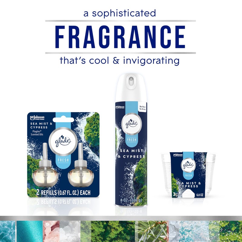 Glade PlugIns Refills Air Freshener, Sea Mist & Cypress, Scented