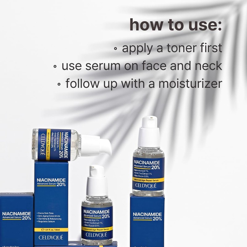 Niacinamide 20% + Hyaluronic Acid 1% Serum for Face w/Green