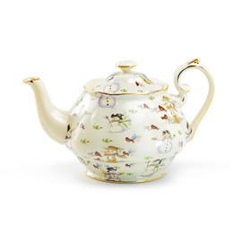 Grace Teaware Holiday Snowman Fine Porcelain Teapot 36oz Capacity