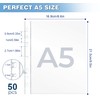 NOTEZMATE 50 Punched Pockets A5,Crystal Clear Plastic A5 Folders Wallets