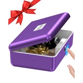 AICase Biometric Fingerprint Storage Box, Portable Cash Jewelry Security Lock Box Safe, Combination Lock for Car, Home, Office Travel
