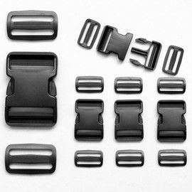 4 Pack 2 Inch Side Release Buckles with 8 Tri-Glide Slides, Heavy Duty Nylon 160 Lbs Replacement Buckles for Dog Harness, Camping Backpack, Travel Luggage, Outdoor Sports & Home Storage Webbing Straps