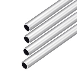 DMiotech Pack of 4 (12 mm outer diameter x 10 mm inner diameter) 6063 aluminium round tube, 300 mm length, industrial metal tube for machine frame construction, DIY projects