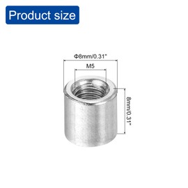 sourcing map Round Weld Nuts, M5 x 8mm x 8mm Weld On Bung Female Nut Threaded - 201 Stainless Steel Insert Weldable 10pcs