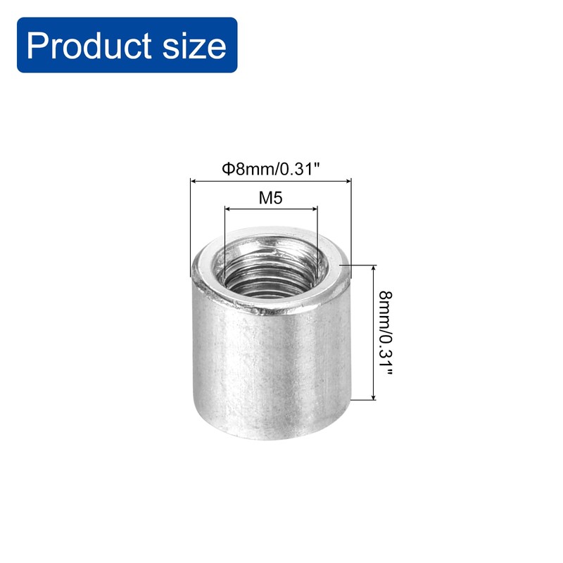 sourcing map Round Weld Nuts, M5 x 8mm x 8mm