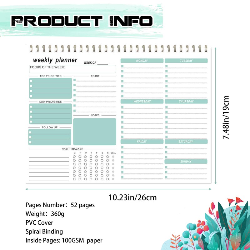 MUFEKUM Weekly Planner, 7.5''x10.2'' Weekly To Do List Notepad, Undated