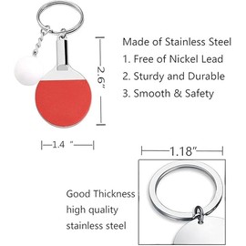 xutao Ping Pong Keyring Ping Pong Racket Key Ring Sport Metal Key Chain for Women Men Car Bag Phone Pendant Game Souvenir, multicoloured