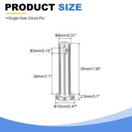 QUARKZMAN 6 Stück 5/16" x 1-3/8" Einzel Loch Splintbolzen, 304 Edelstahl Flachkopf Splintbolzen Anhängersplint für Anhängerriegel, Mechanikerreparatur, Industrieanlagen