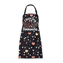 FUSTMW Chicken Aprons for Women with Pockets I Raise Tiny Dinosaurs Chicken Cooking Kitchen Chef BBQ Apron with Pockets (Dinosaurs Chicken Apron)