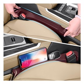 2PCS Car Seat Gap Filler Organizer with Side Hooks + Grooves,3 in 1 Car Seat Side Gap Filler for Filling Crevices and Storing Items,Updated No Drop Seat Guard Vehicle Accessories (Red)