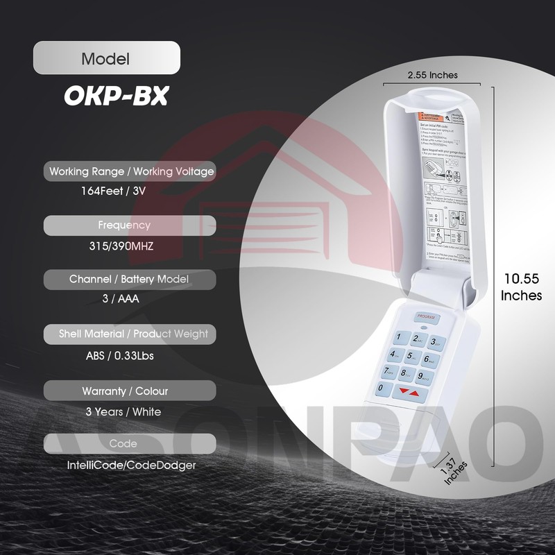 1 for OKP-BX Overhead Door Garage Door Opener Keypad, 3-Year