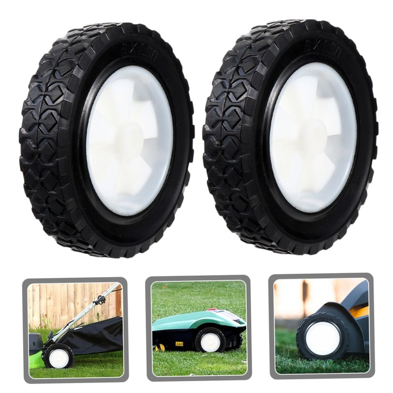 Outanaya 2pcs Solid Mute Rubber Lawn Mower Wheels Heavy-duty Casters