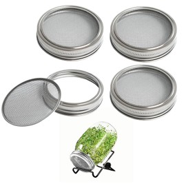 4 Pack Sprouting Lids for Mason Jars, 304 Stainless Steel Wide Mouth Seed Sprouting Kit,Sprouting Jar Lid urable Filter Screens for Growing Broccoli, Alfalfa, Beans