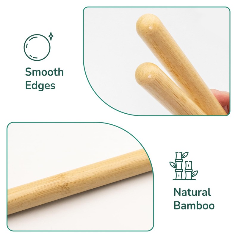 Goodtar 2 PCS Solid Bamboo Massage Stick Set for Body